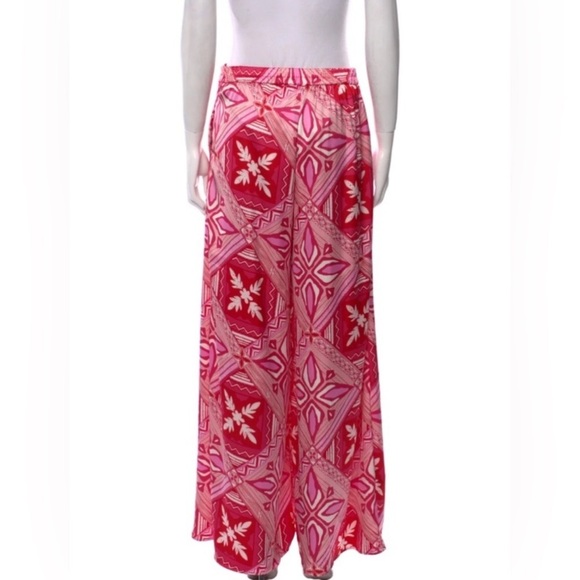 Caroline Constas Printed Wide Leg Pants High Rise with Pockets NWT Pink White - Picture 3 of 11